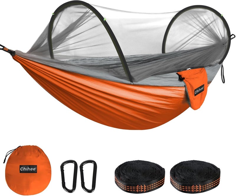 Chihee Ultra-Light Travel Camping Hammock Pop-up Net Hammock 660lbs Load Capacity,Breathable,Quick-Drying Parachute Nylon 2 Premium Carabiners,2 Tree Slings Included for Outdoor Backpacking Hiking - Image 1